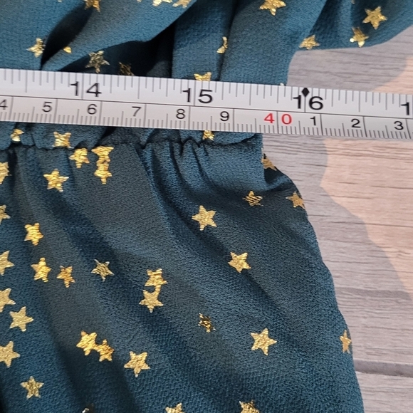 Bloomchic Green & Gold Glitter Star Print Longsleeve Dress - Picture 8 of 10